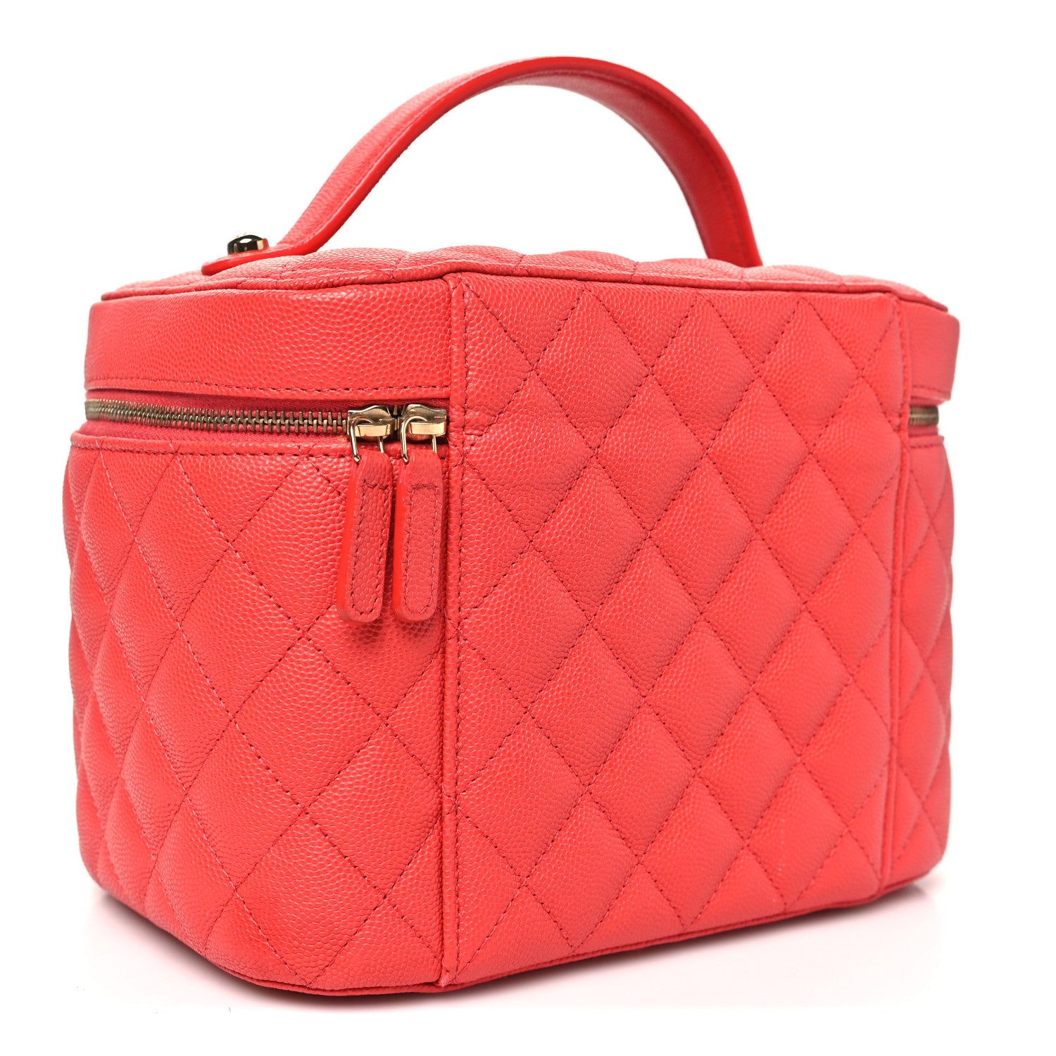 Caviar Quilted Large Vanity Pouch Red - Image 4