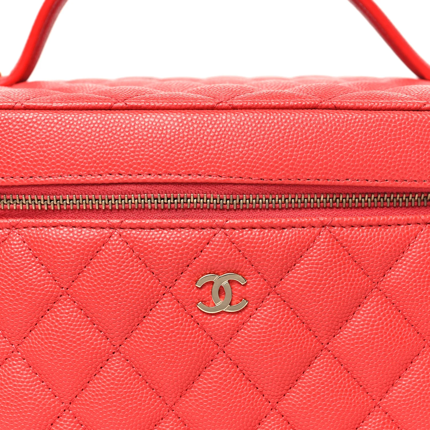 Caviar Quilted Large Vanity Pouch Red - Image 9
