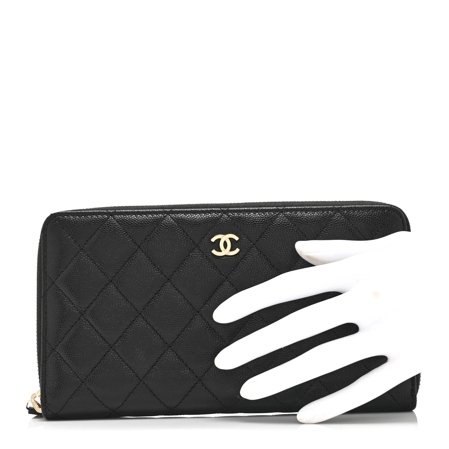 Caviar Quilted Large Zip Around Organizer Wallet Black - Image 2