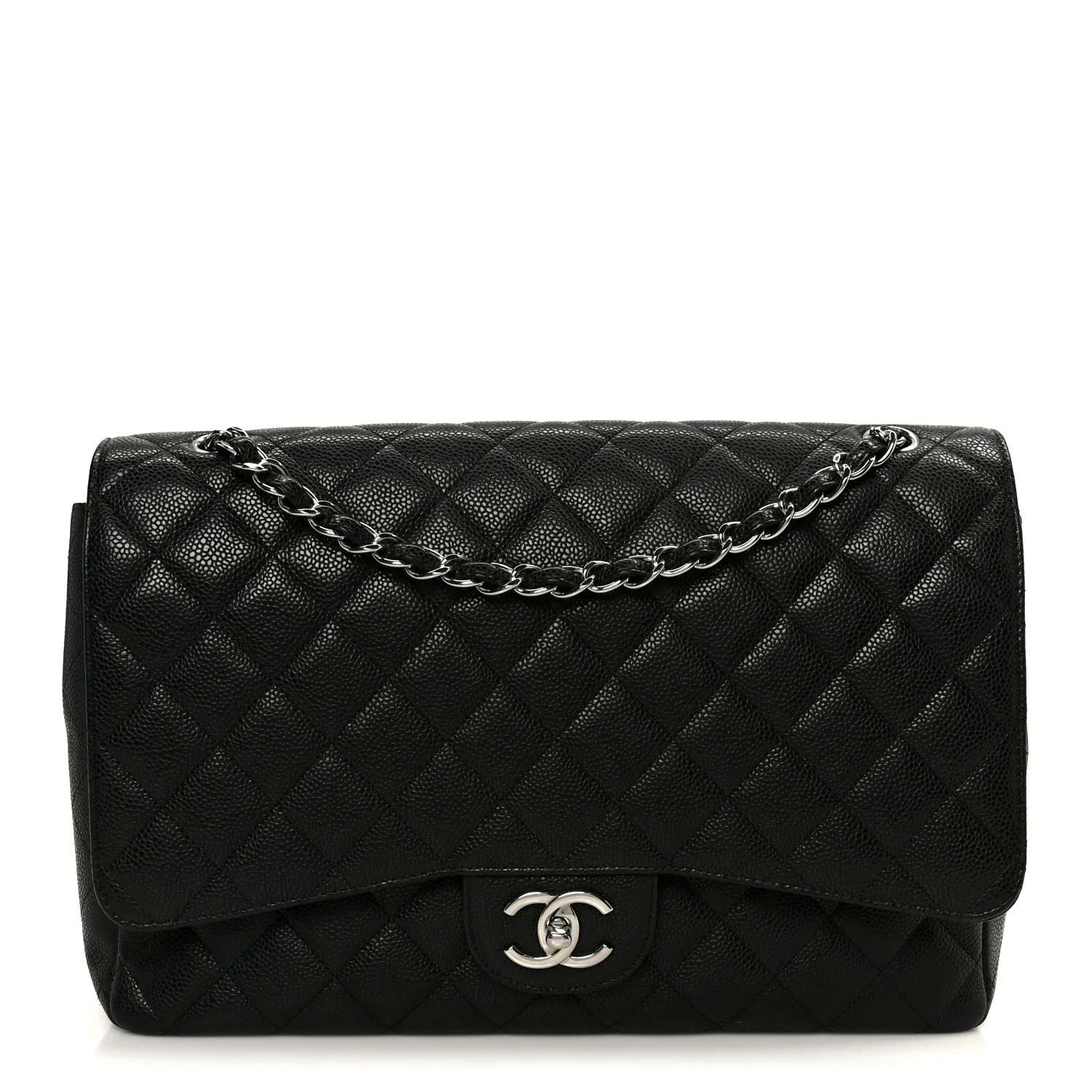 Caviar Quilted Maxi Double Flap Black