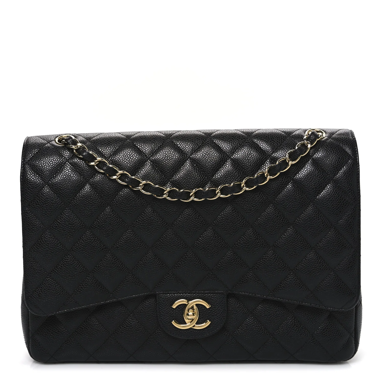 Caviar Quilted Maxi Double Flap Black