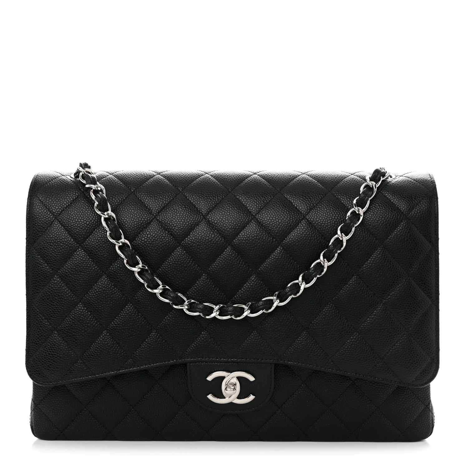 Caviar Quilted Maxi Double Flap Black