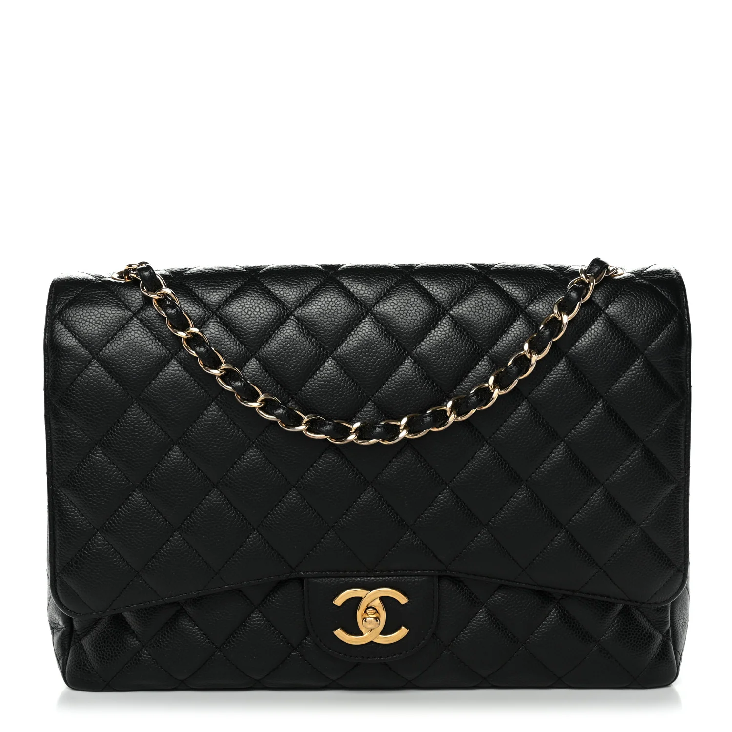 Caviar Quilted Maxi Double Flap Black