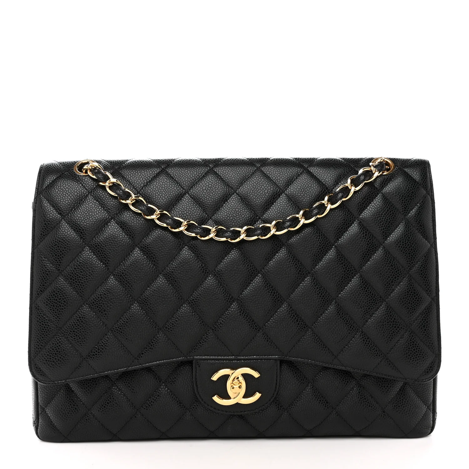 Caviar Quilted Maxi Double Flap Black