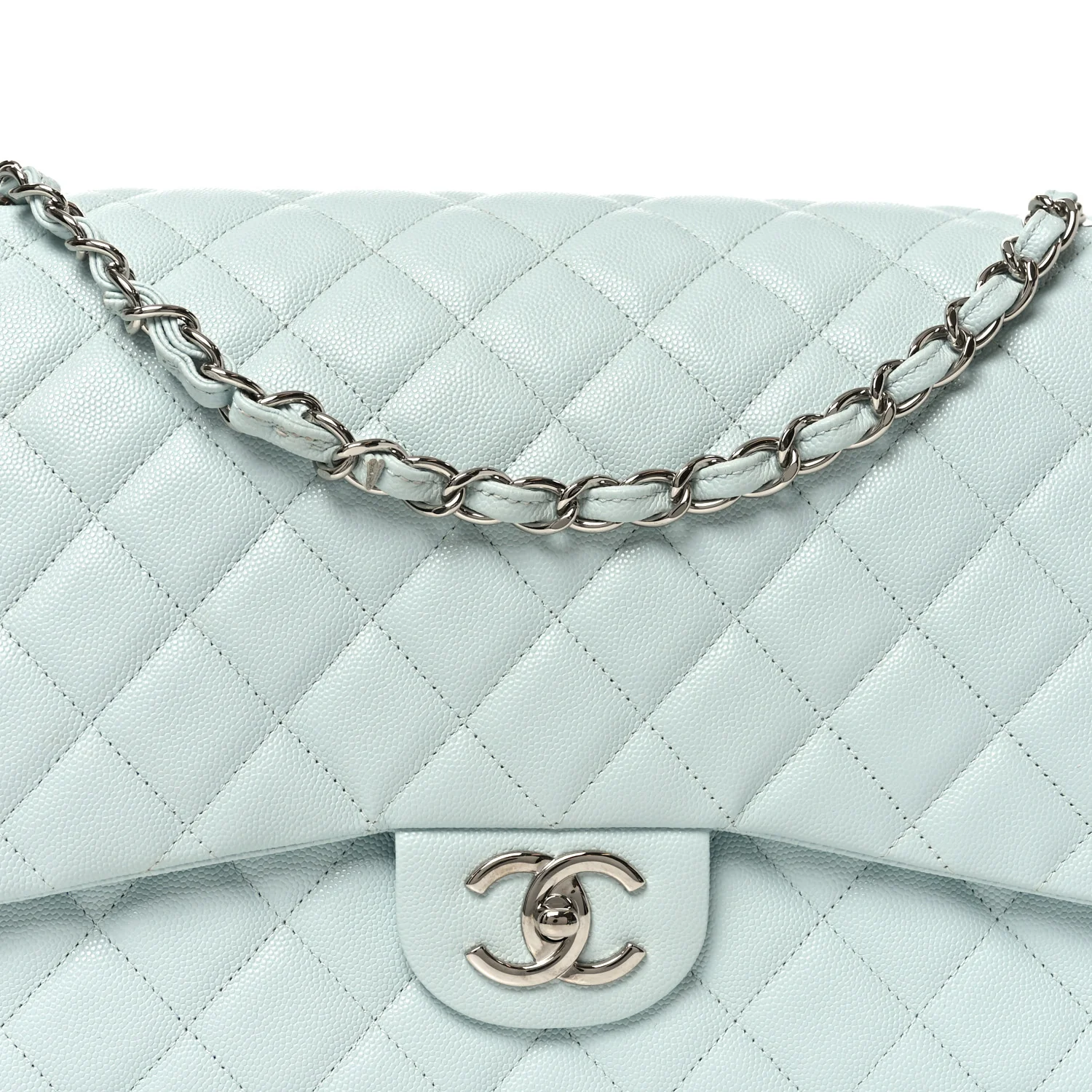 Caviar Quilted Maxi Double Flap Light Blue - Image 8