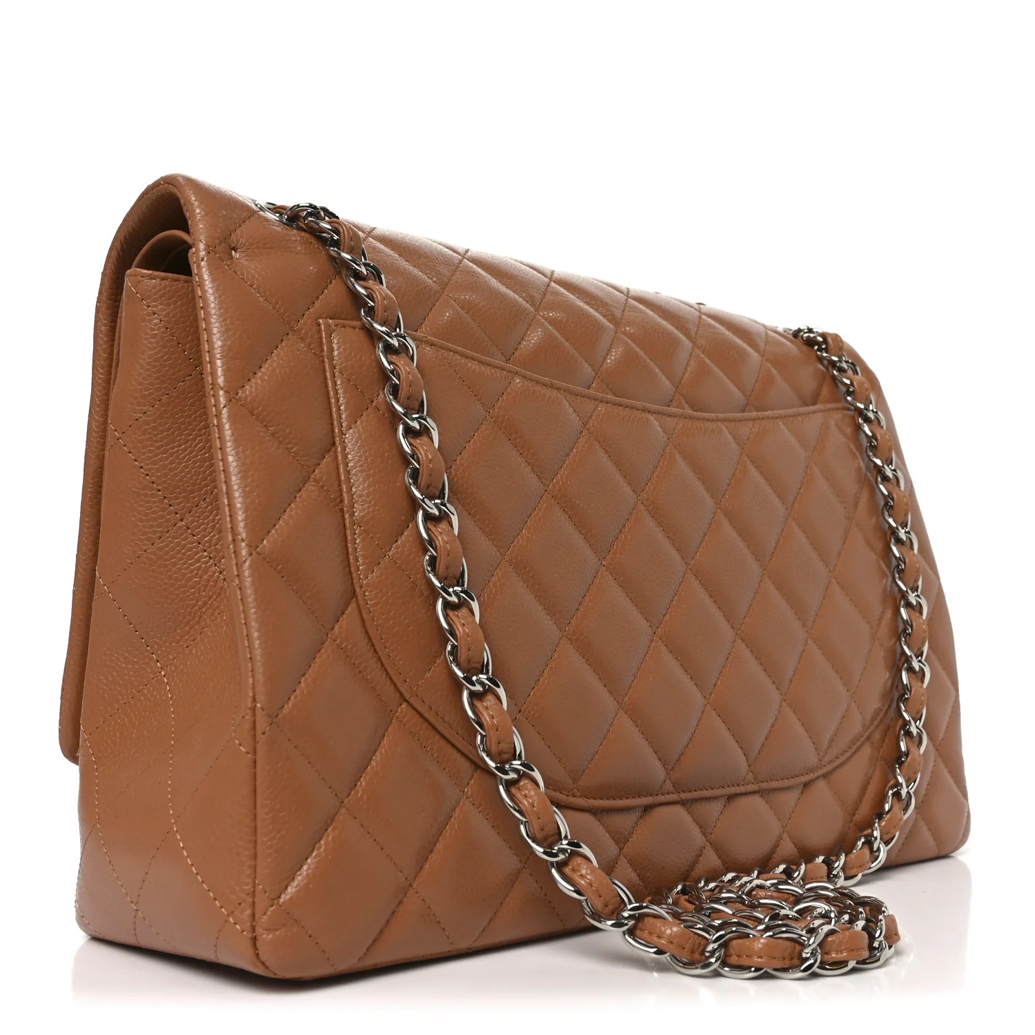 Caviar Quilted Maxi Double Flap Light Brown - Image 2