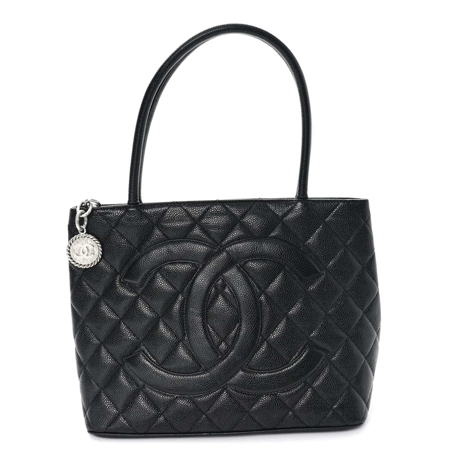 Caviar Quilted Medallion Tote Black