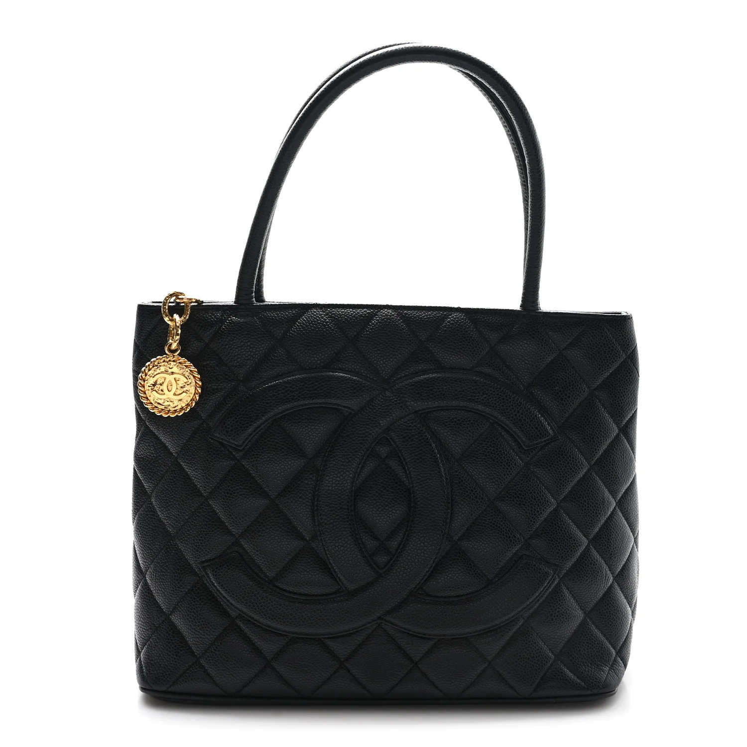 Caviar Quilted Medallion Tote Black