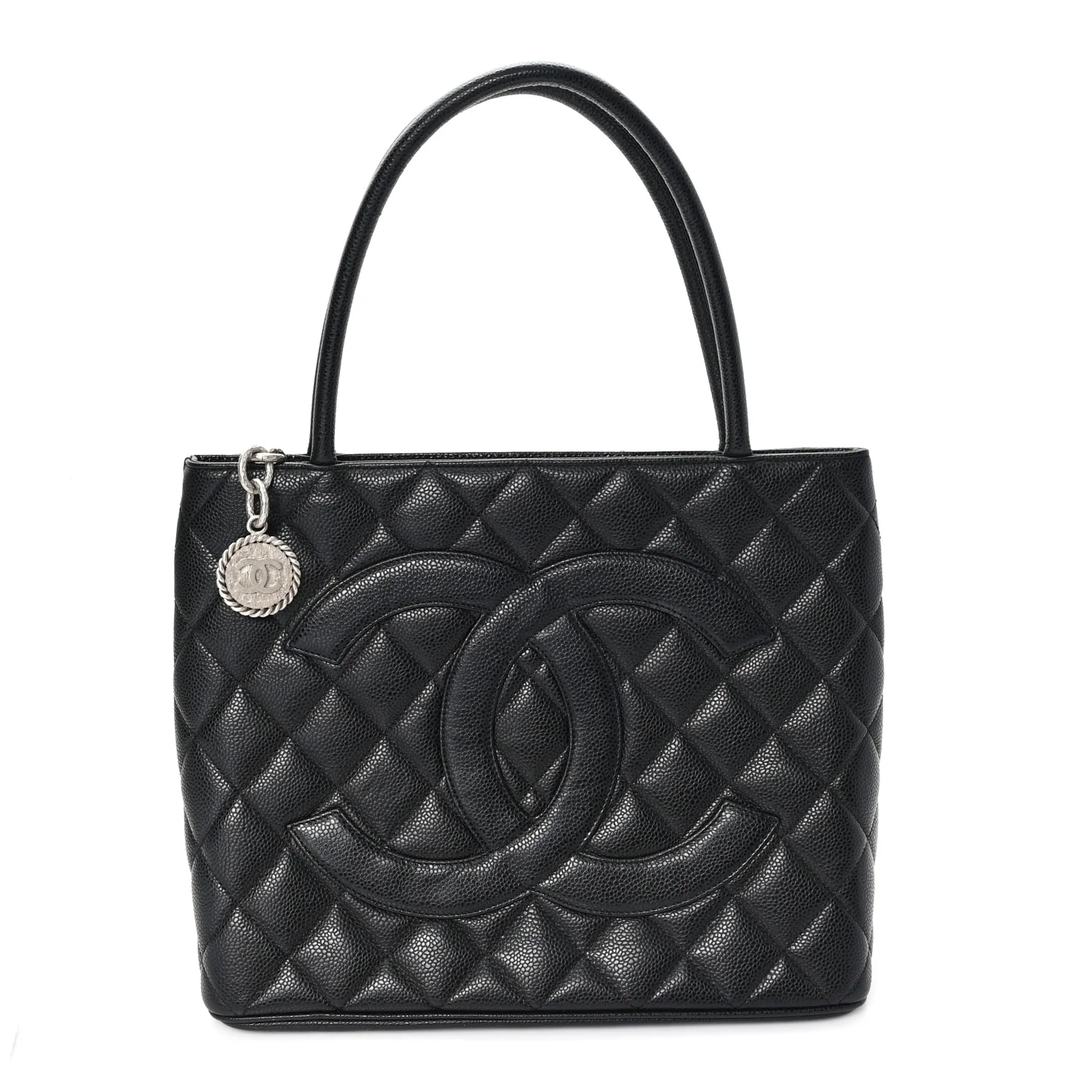 Caviar Quilted Medallion Tote Black