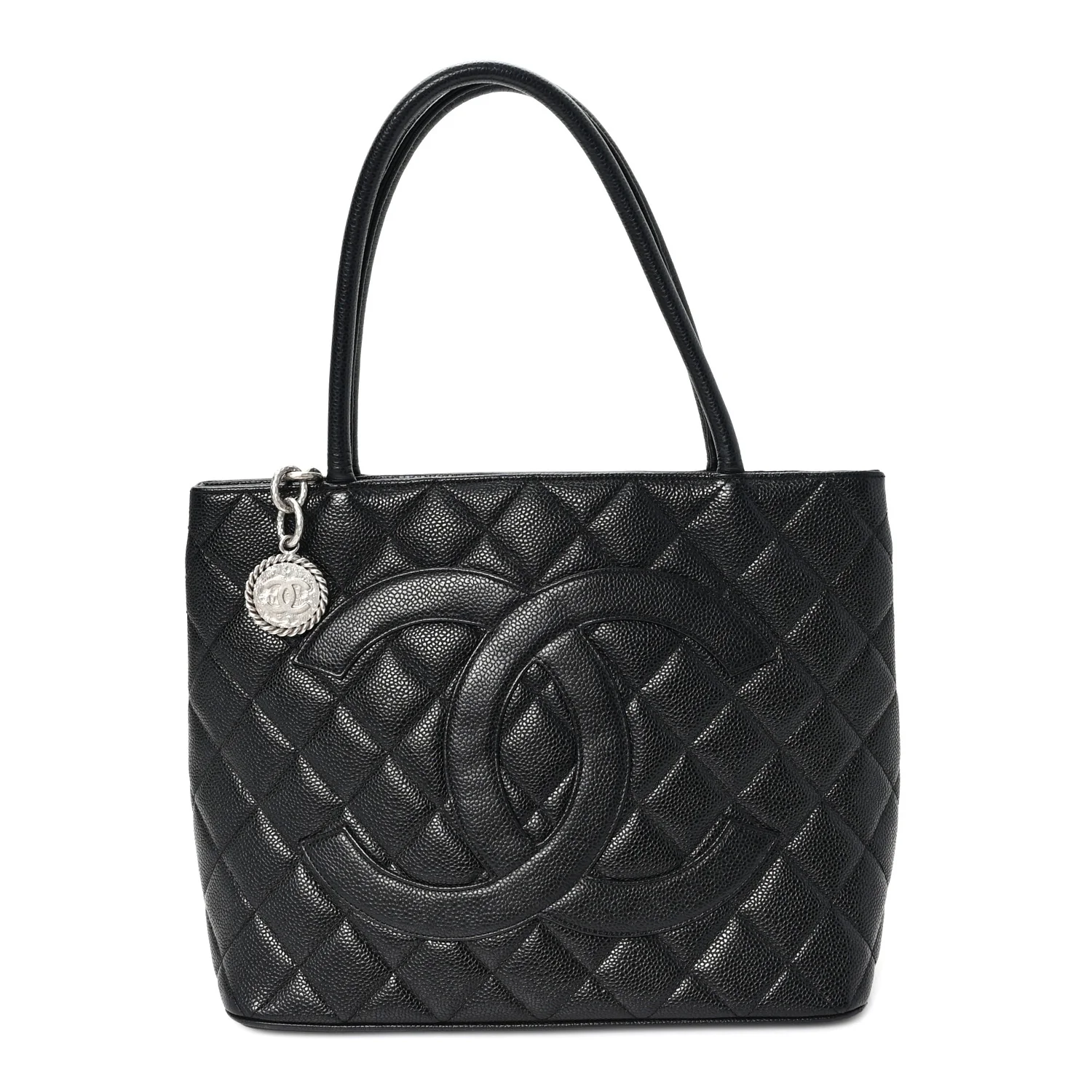 Caviar Quilted Medallion Tote Black