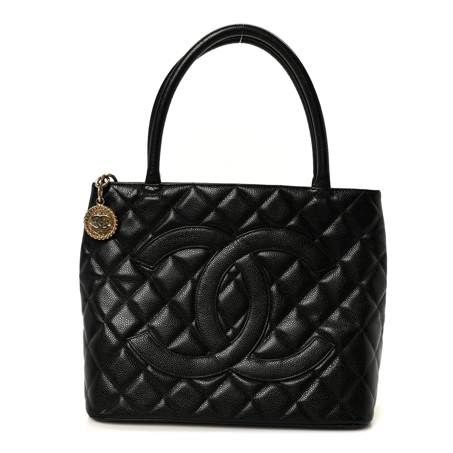 Caviar Quilted Medallion Tote Black