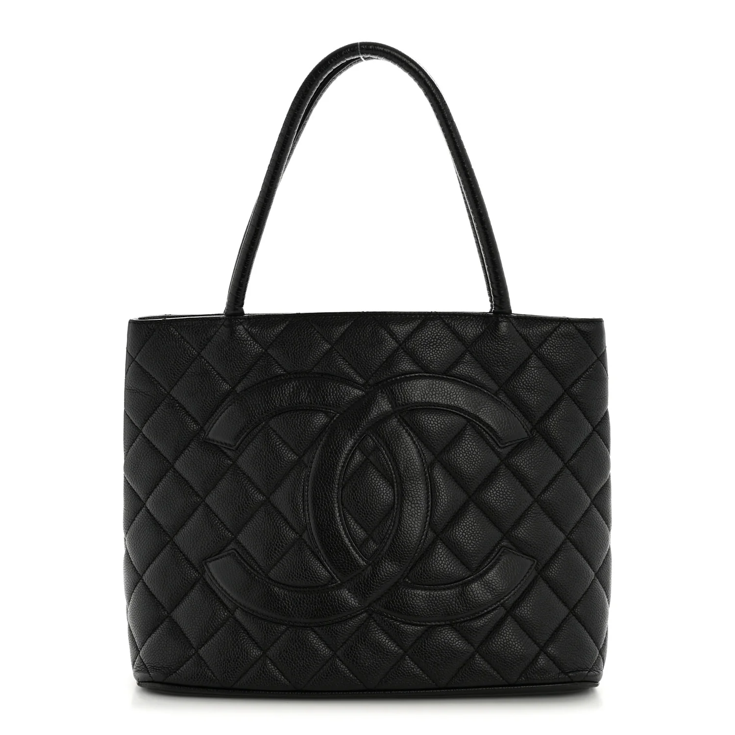 Caviar Quilted Medallion Tote Black
