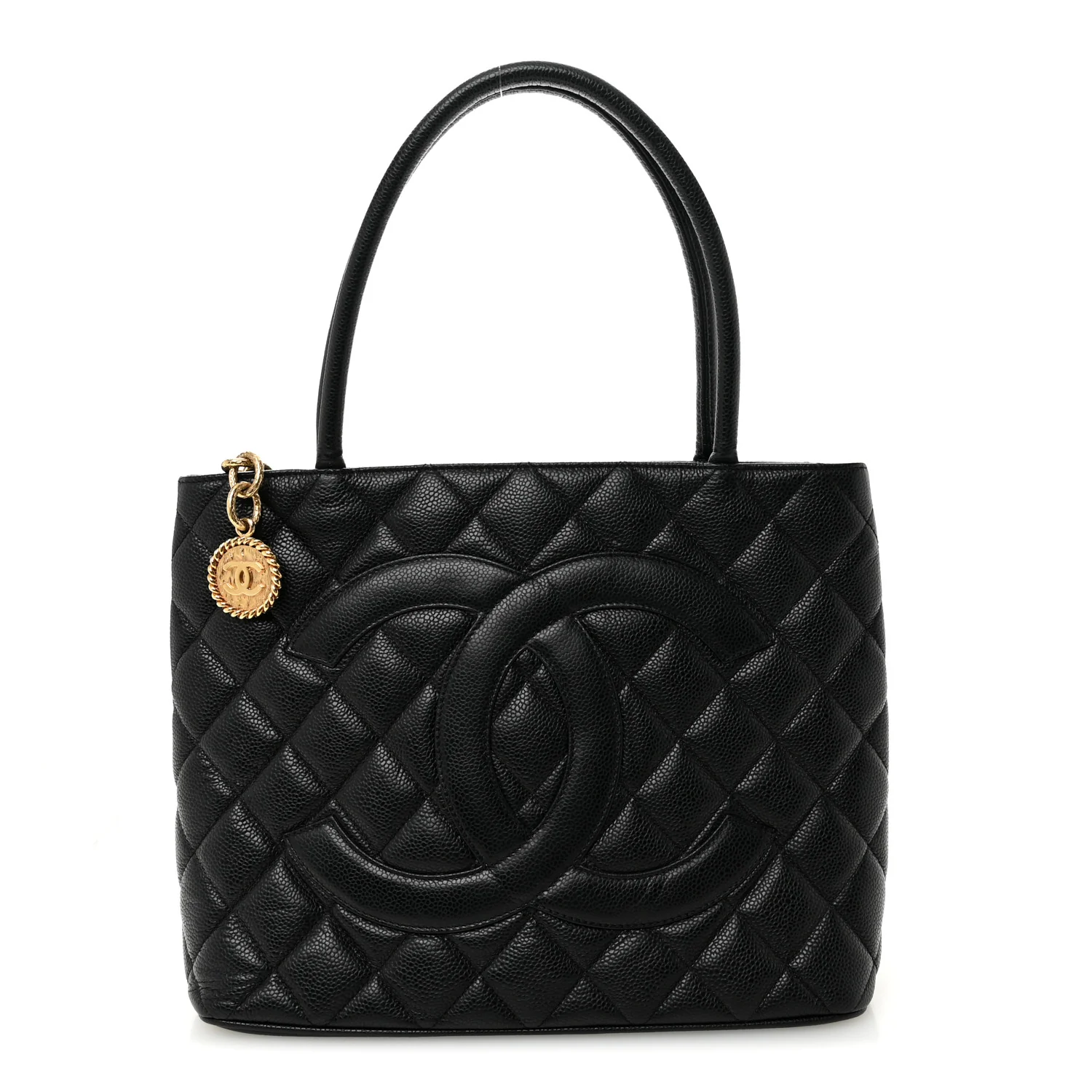 Caviar Quilted Medallion Tote Black