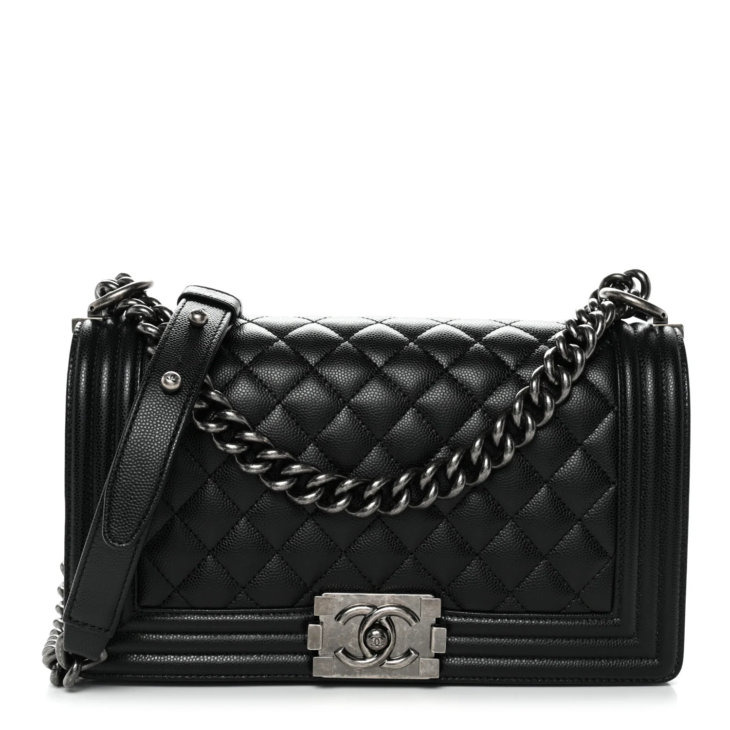 Caviar Quilted Medium Boy Flap Black