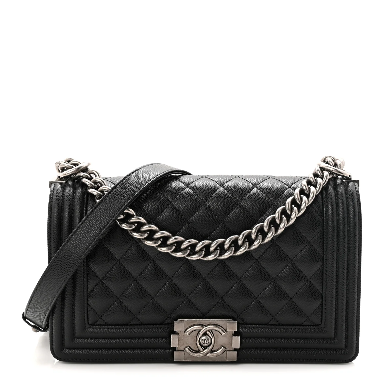 Caviar Quilted Medium Boy Flap Black