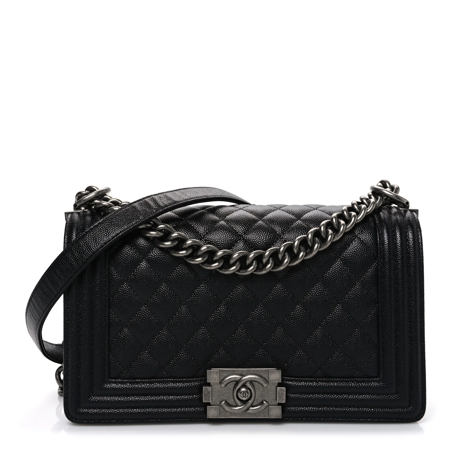 Caviar Quilted Medium Boy Flap Black