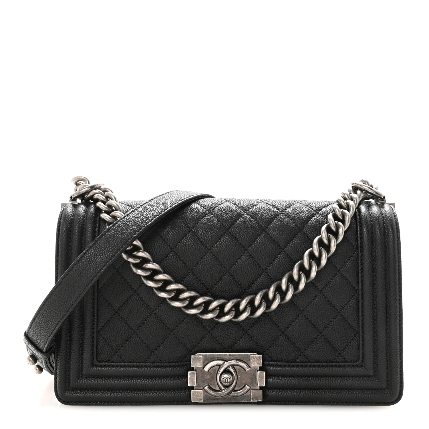 Caviar Quilted Medium Boy Flap Black