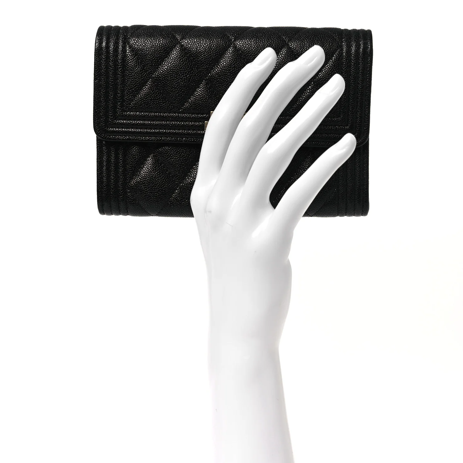 Caviar Quilted Medium Boy Flap Wallet Black - Image 2