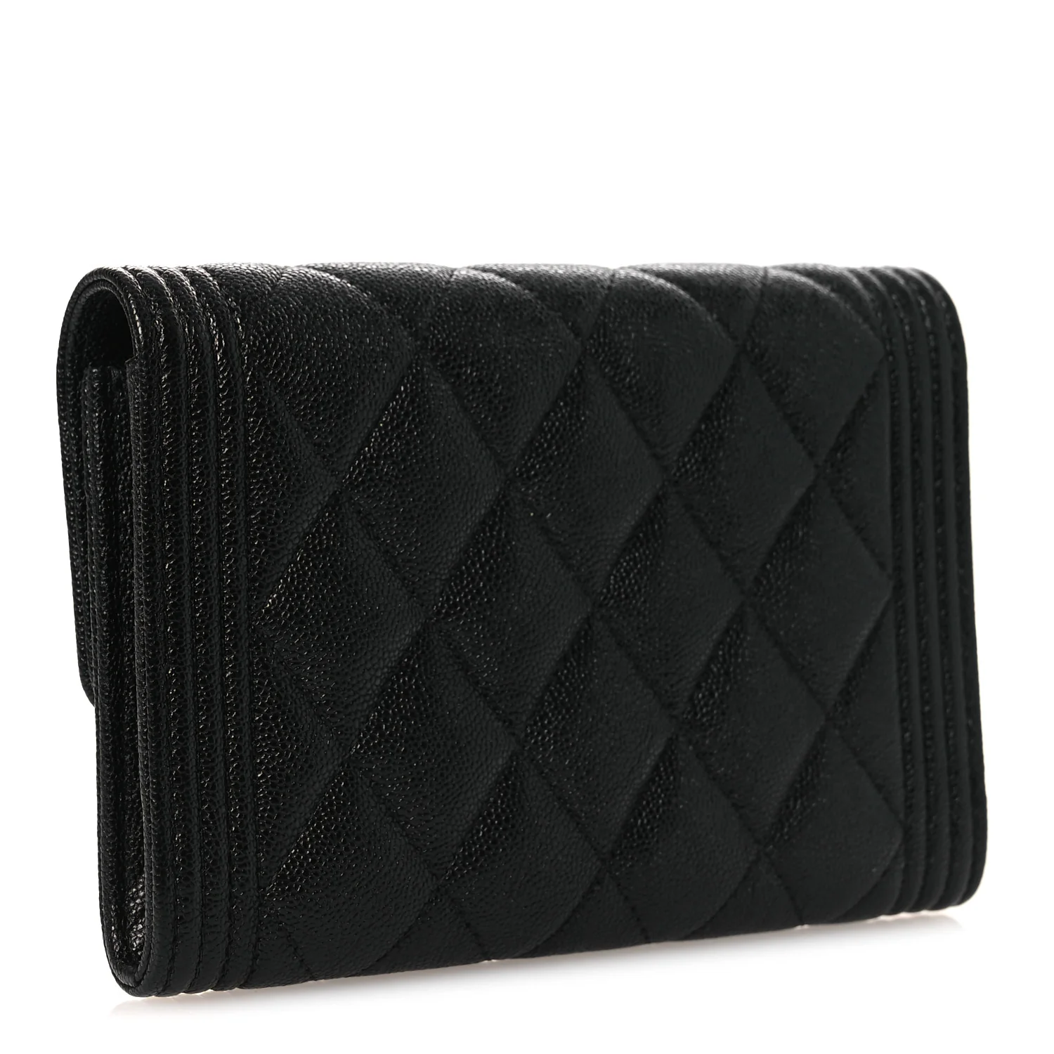 Caviar Quilted Medium Boy Flap Wallet Black - Image 3