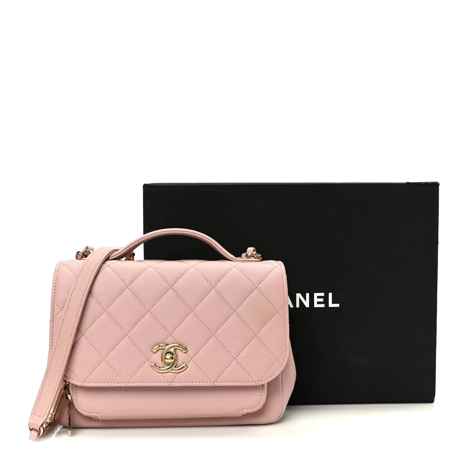Caviar Quilted Medium Business Affinity Flap Light Pink - Image 12
