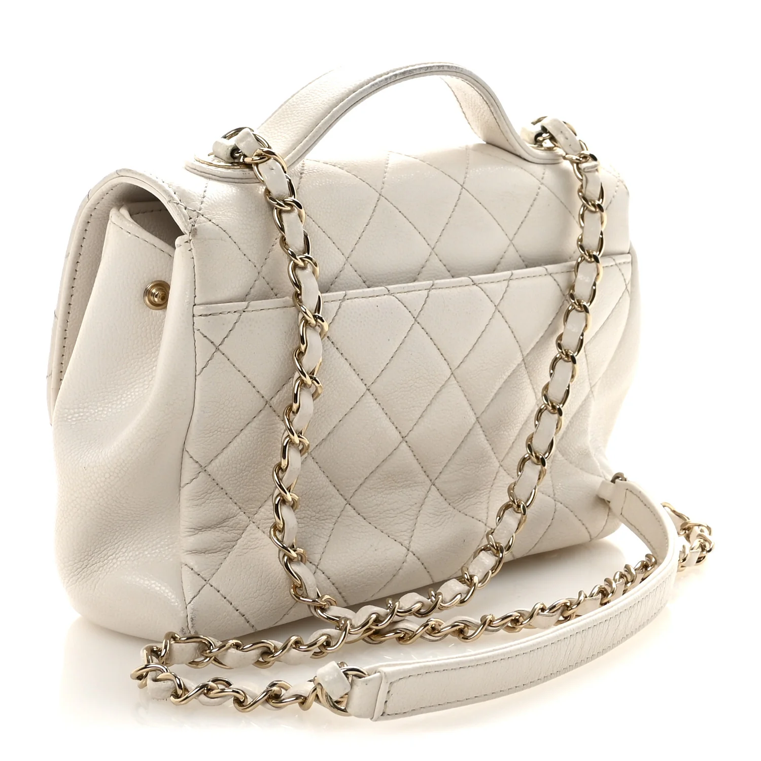 Caviar Quilted Medium Business Affinity Flap White - Image 3