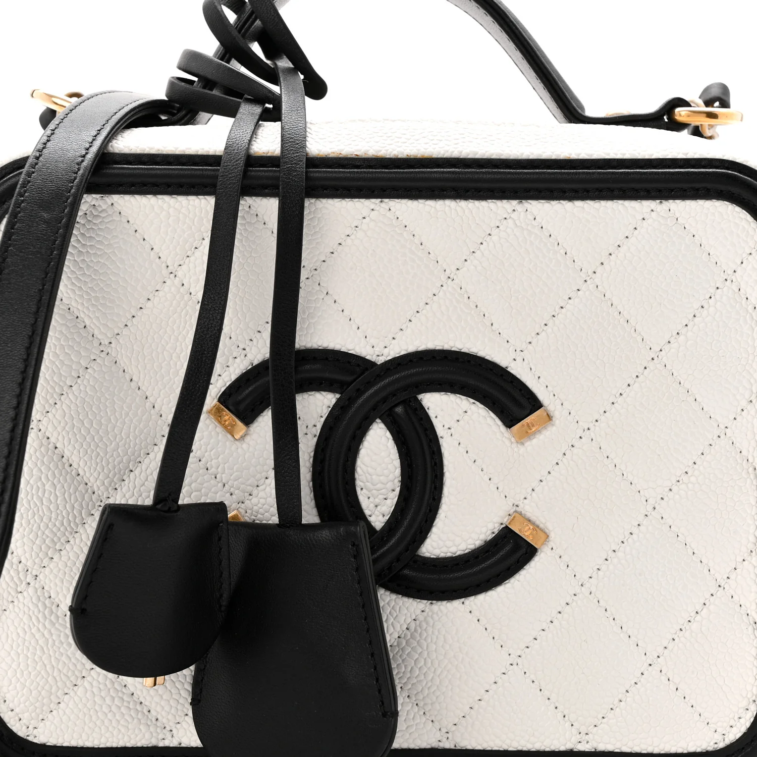 Caviar Quilted Medium CC Filigree Vanity Case White Black - Image 8