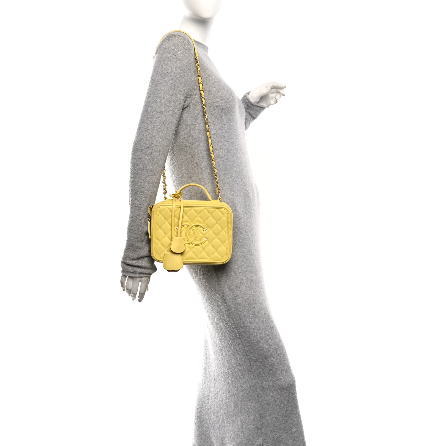 Caviar Quilted Medium CC Filigree Vanity Case Yellow - Image 2