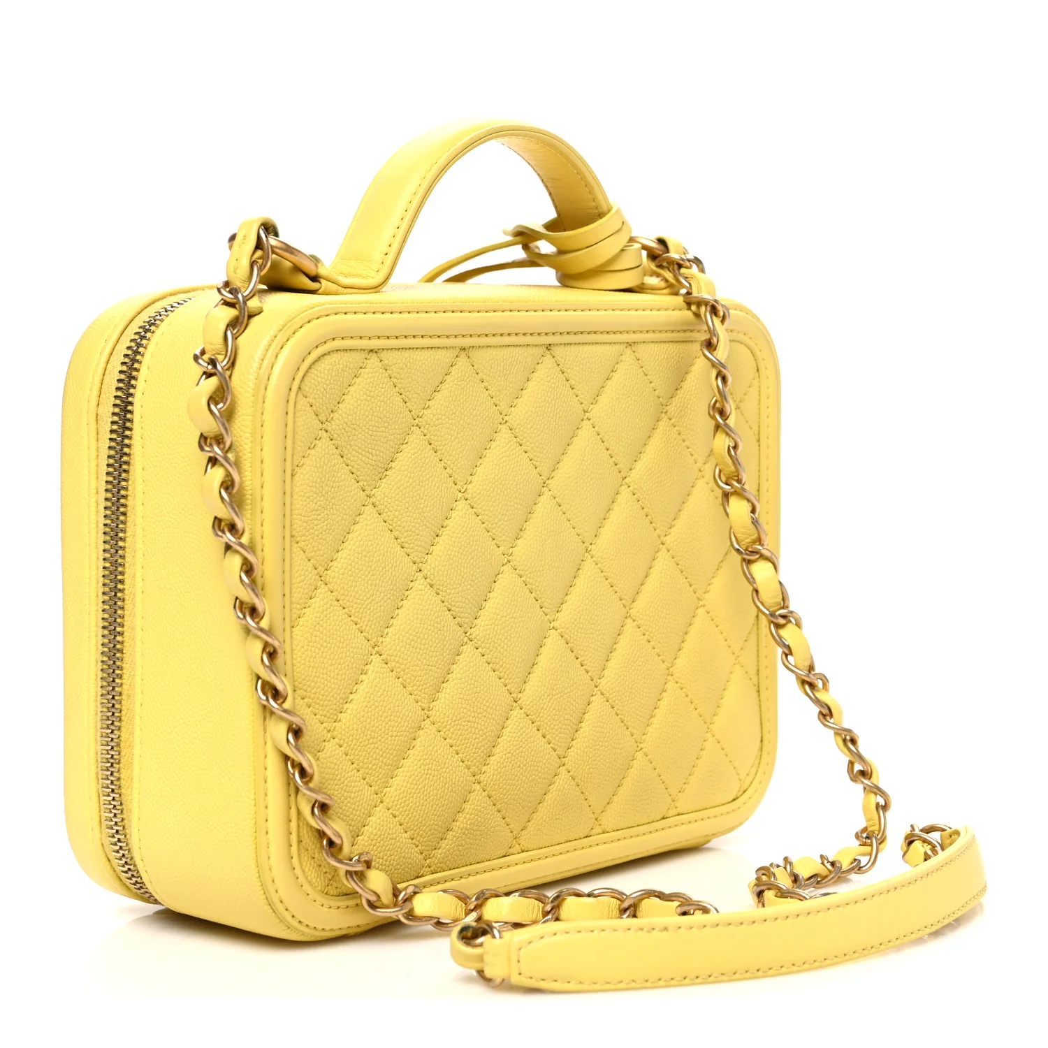 Caviar Quilted Medium CC Filigree Vanity Case Yellow - Image 3