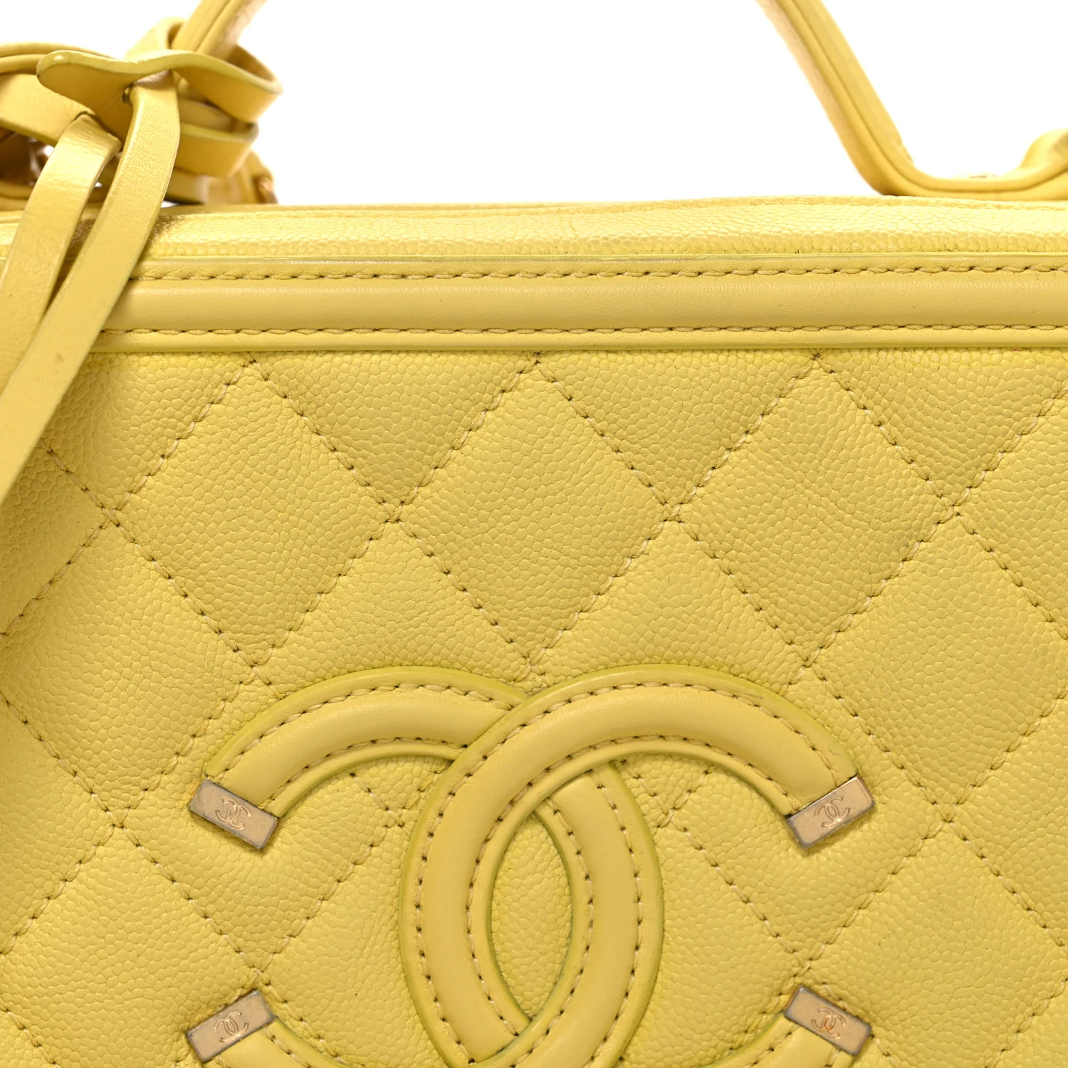 Caviar Quilted Medium CC Filigree Vanity Case Yellow - Image 8