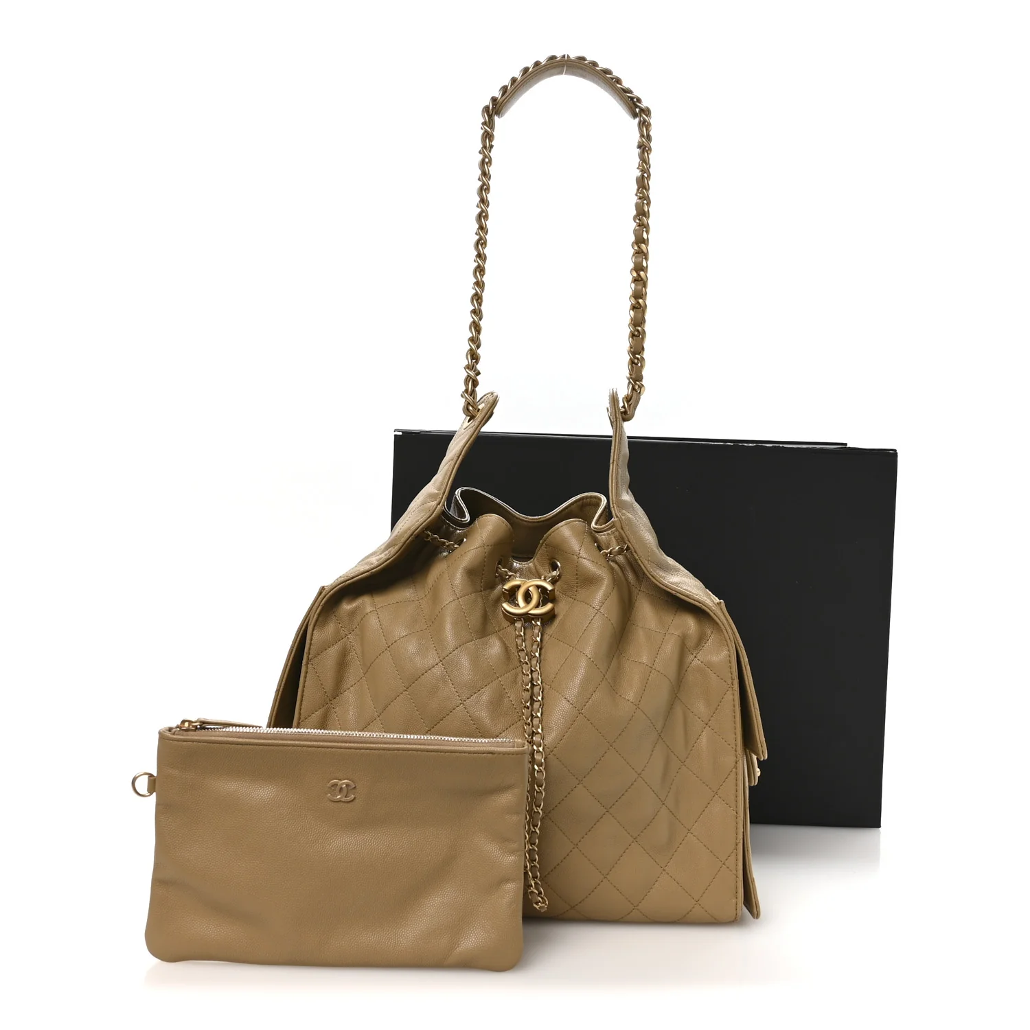 Caviar Quilted Medium Chanel 25 Handbag Dark Beige - Image 12