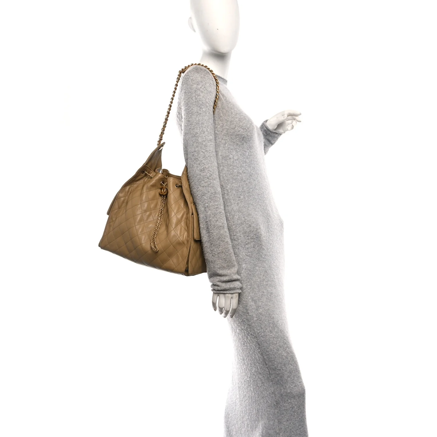 Caviar Quilted Medium Chanel 25 Handbag Dark Beige - Image 2