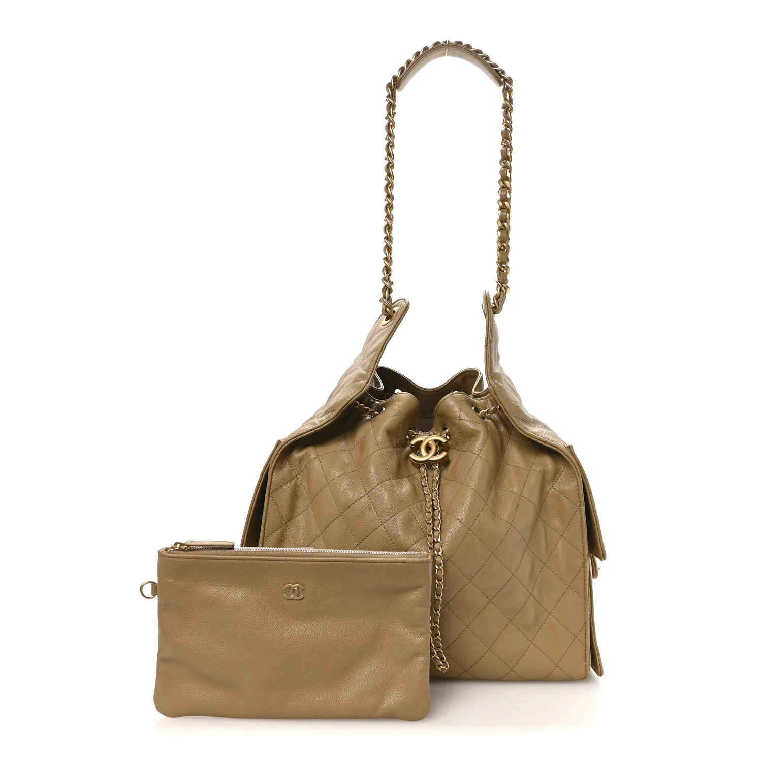 Caviar Quilted Medium Chanel 25 Handbag Dark Beige - Image 3