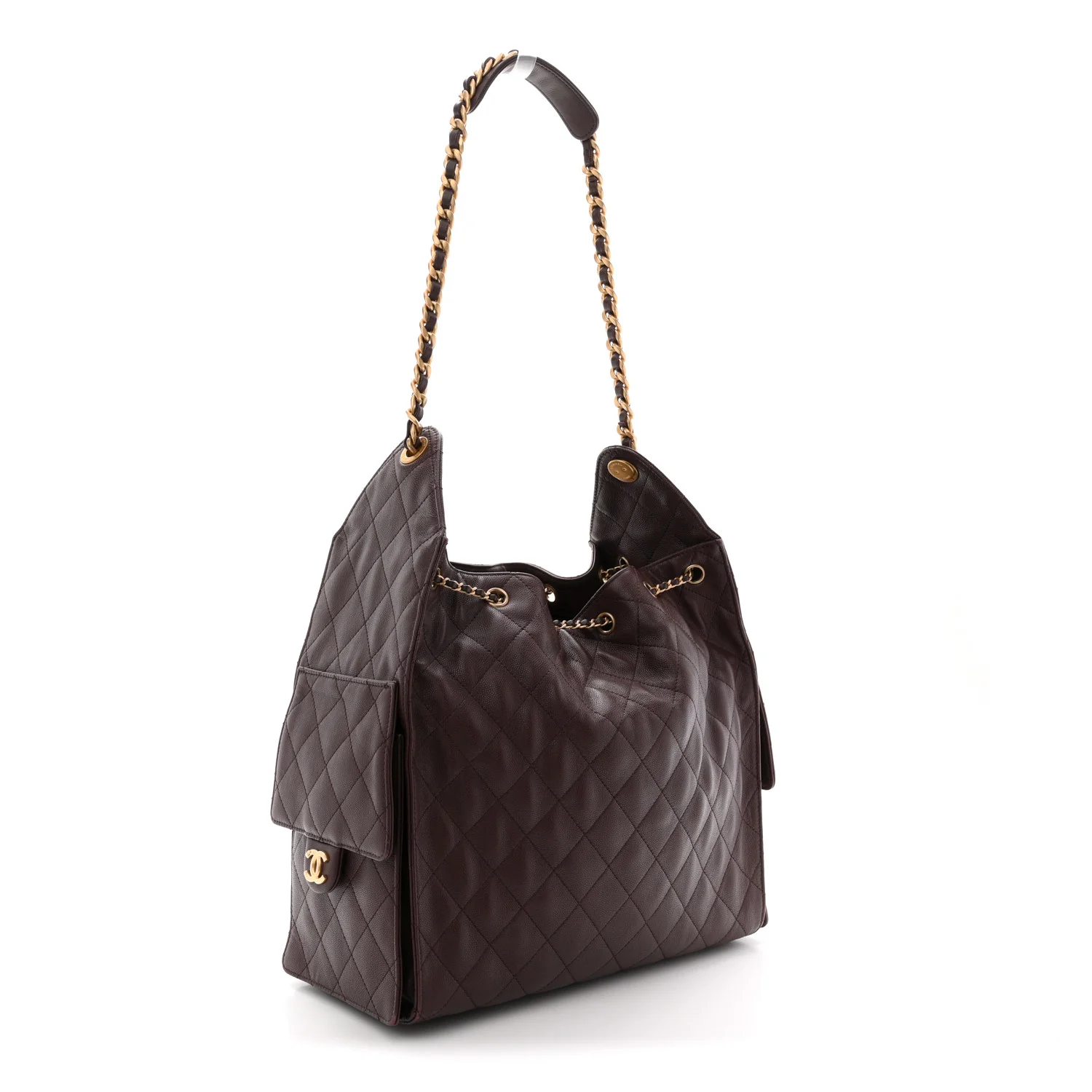 Caviar Quilted Medium Chanel 25 Handbag Dark Brown - Image 4