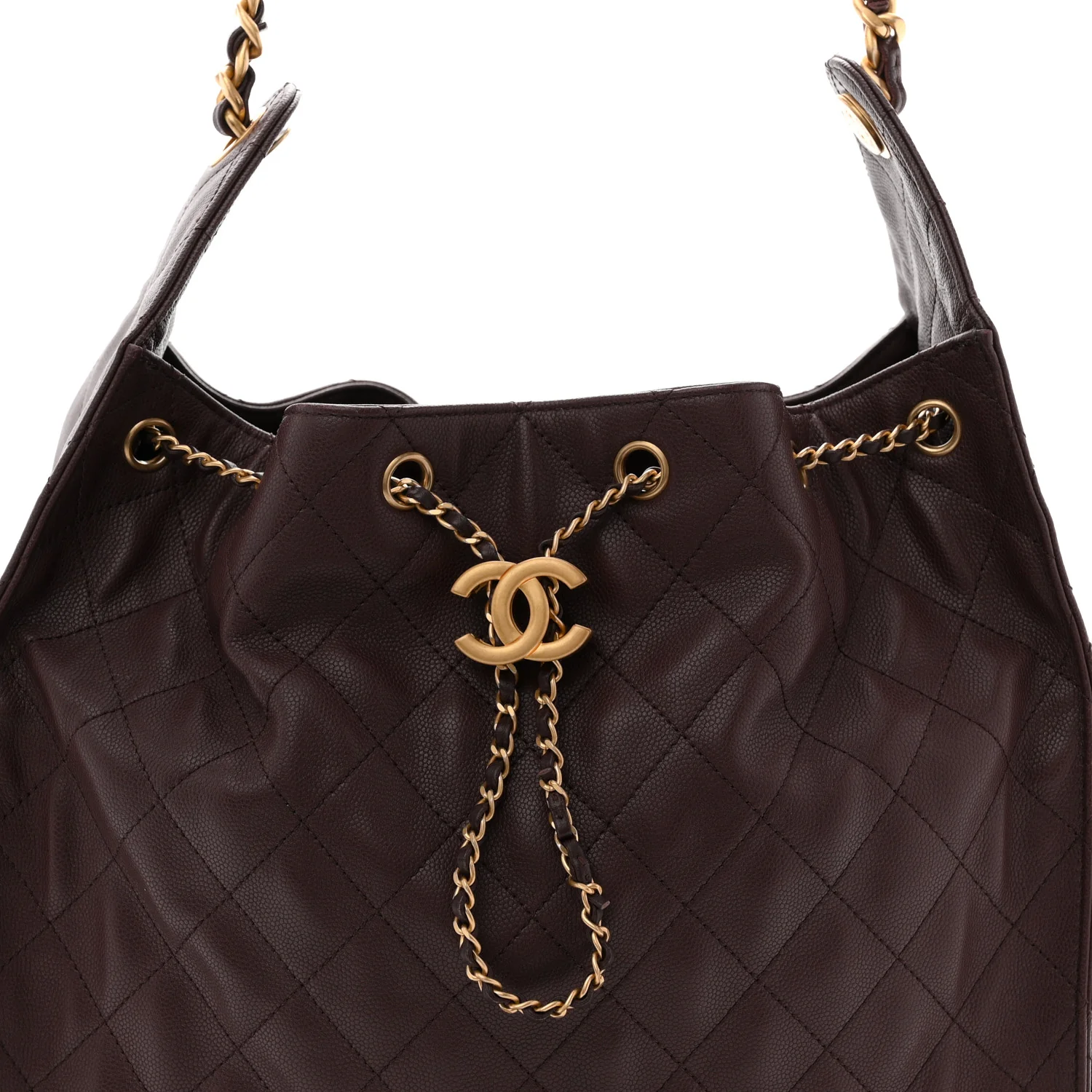 Caviar Quilted Medium Chanel 25 Handbag Dark Brown - Image 9