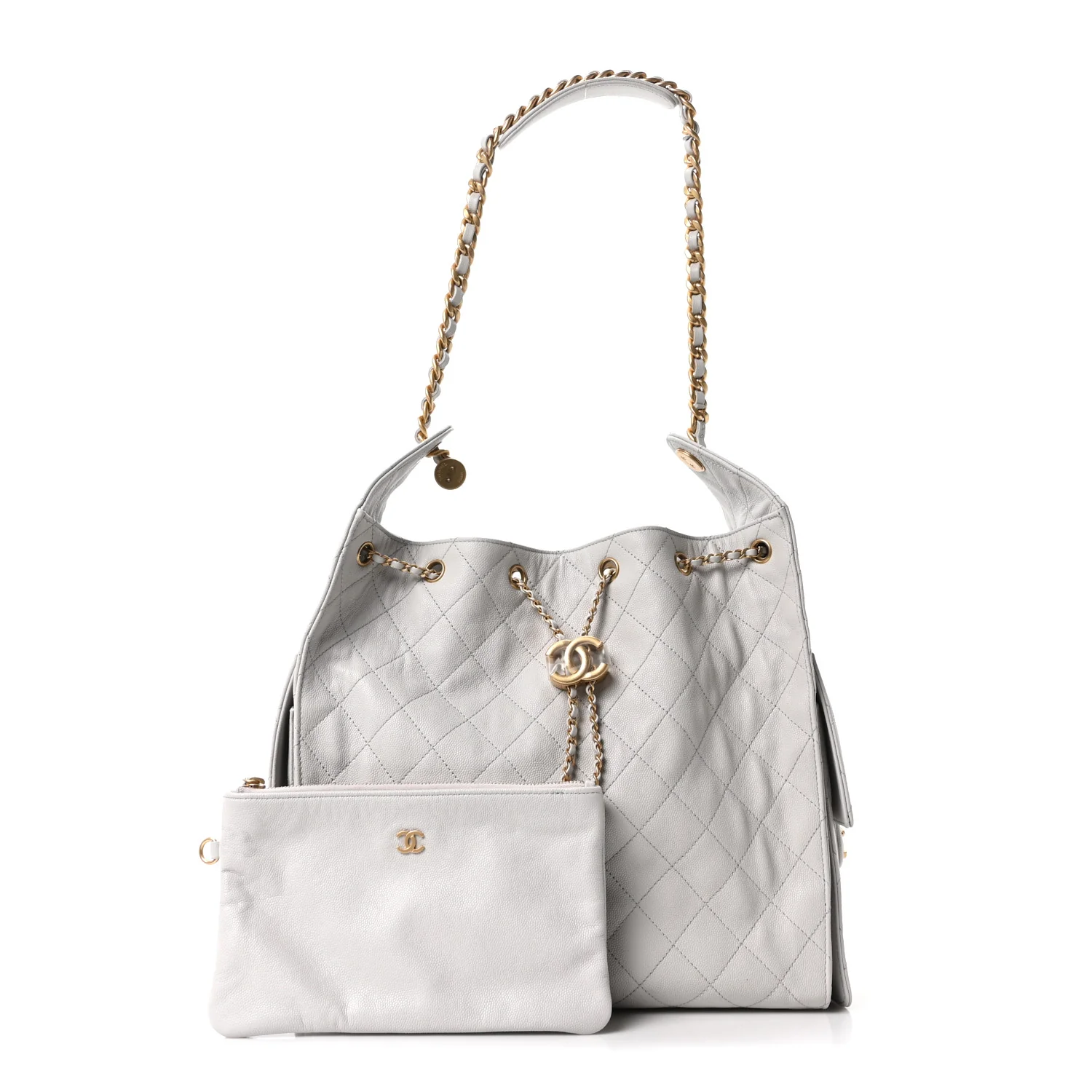 Caviar Quilted Medium Chanel 25 Handbag Light Gray - Image 3