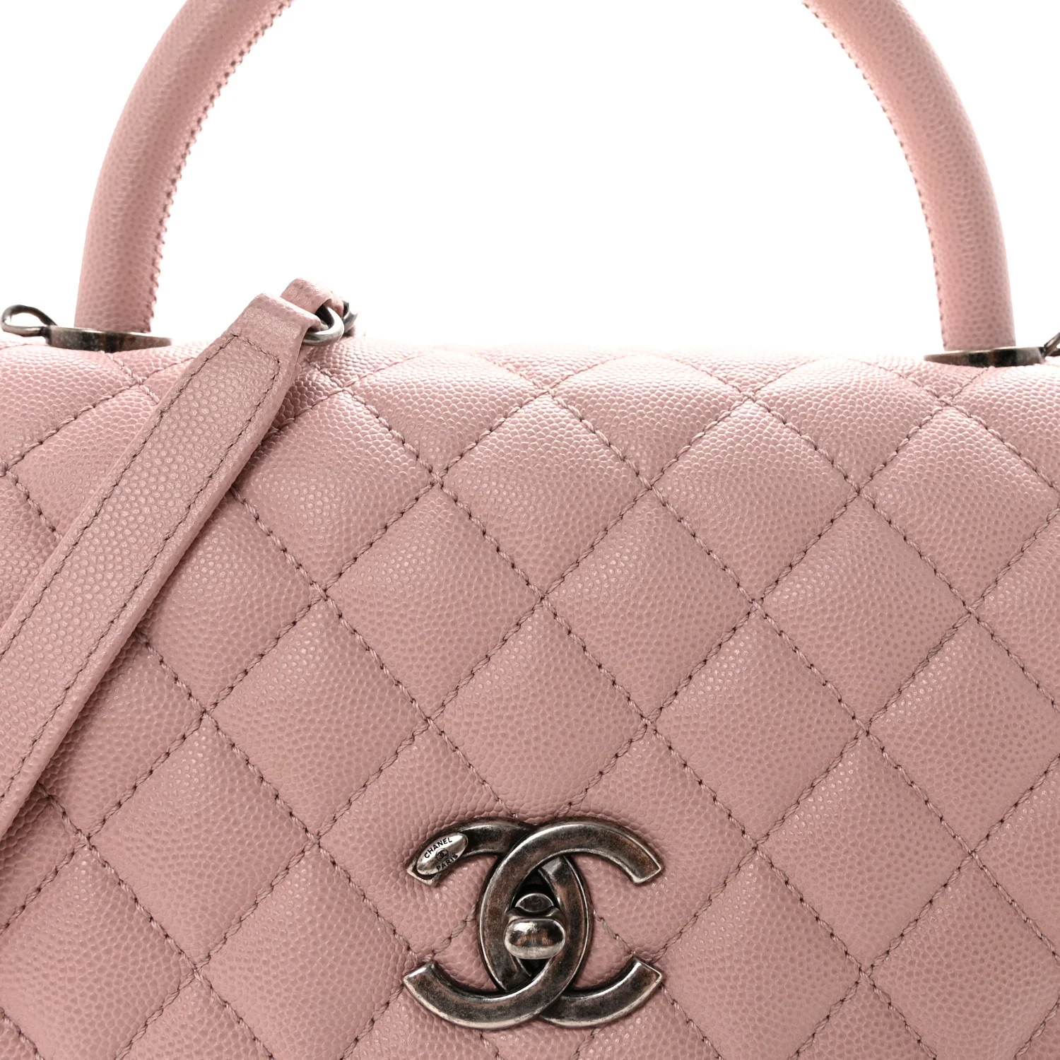 Caviar Quilted Medium Coco Handle Flap Light Pink - Image 8