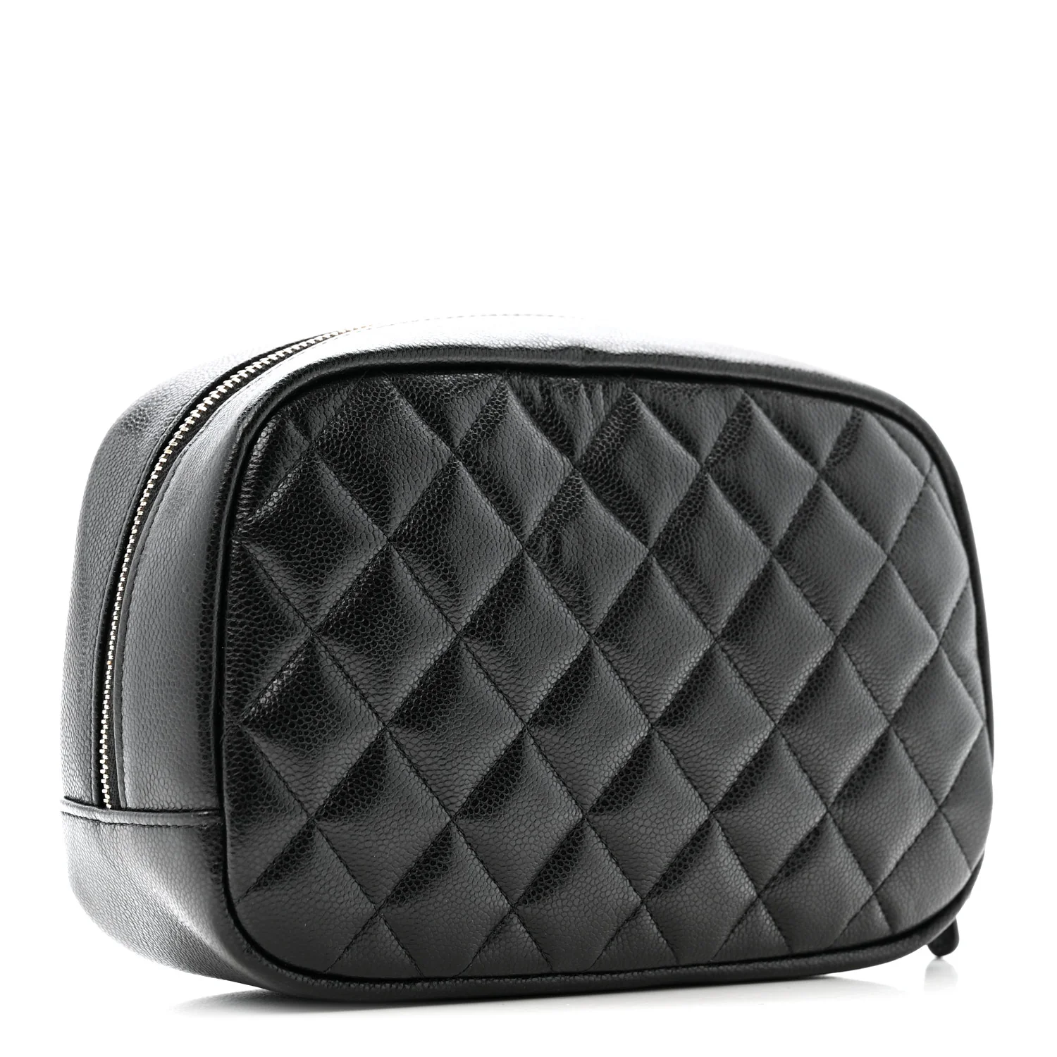 Caviar Quilted Medium Curvy Pouch Cosmetic Case Black - Image 3