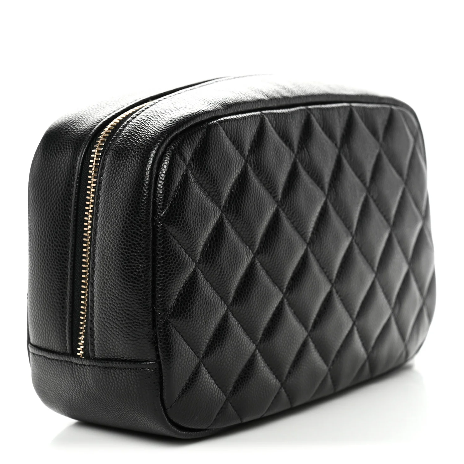 Caviar Quilted Medium Curvy Pouch Cosmetic Case Black - Image 3