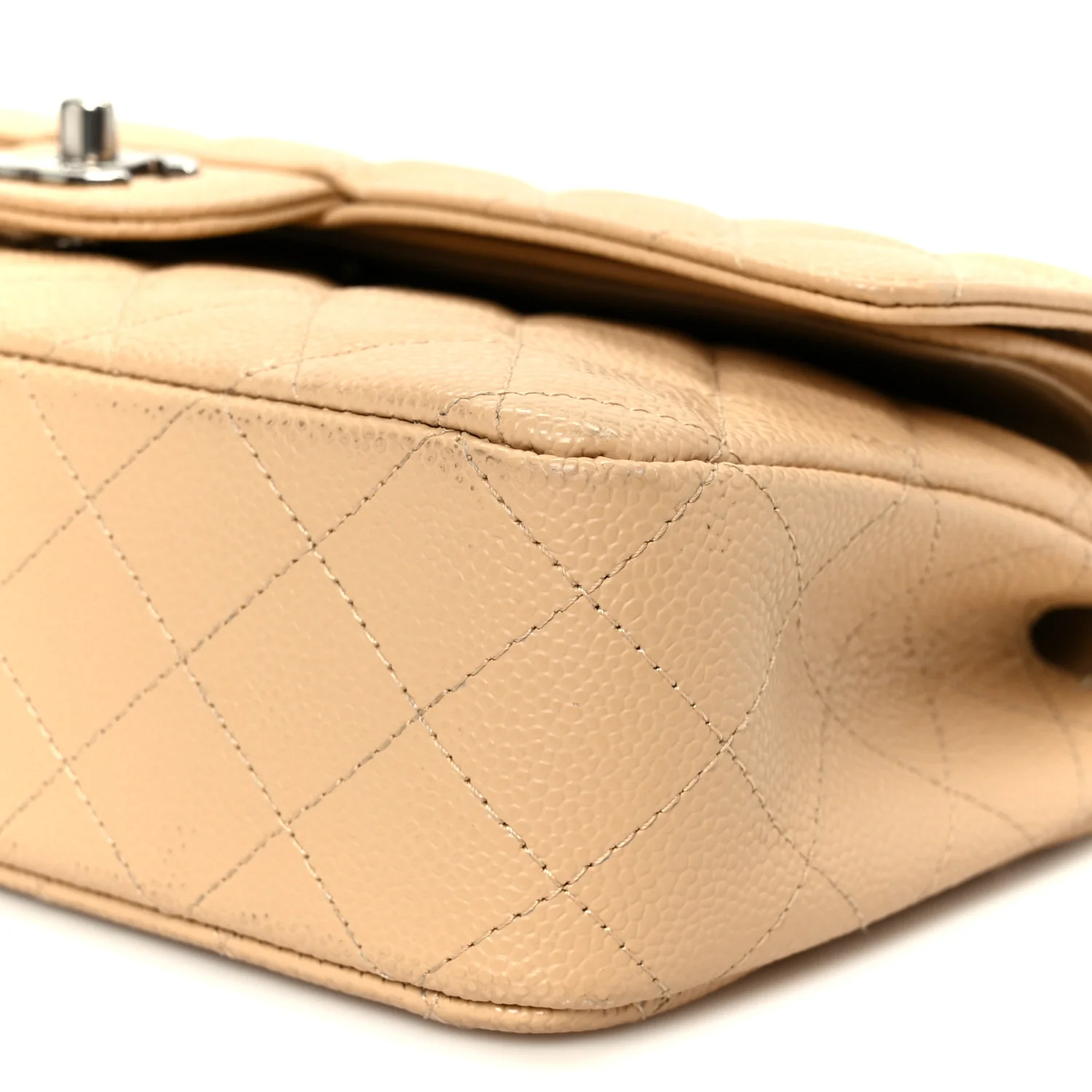 Caviar Quilted Medium Double Flap Beige - Image 11
