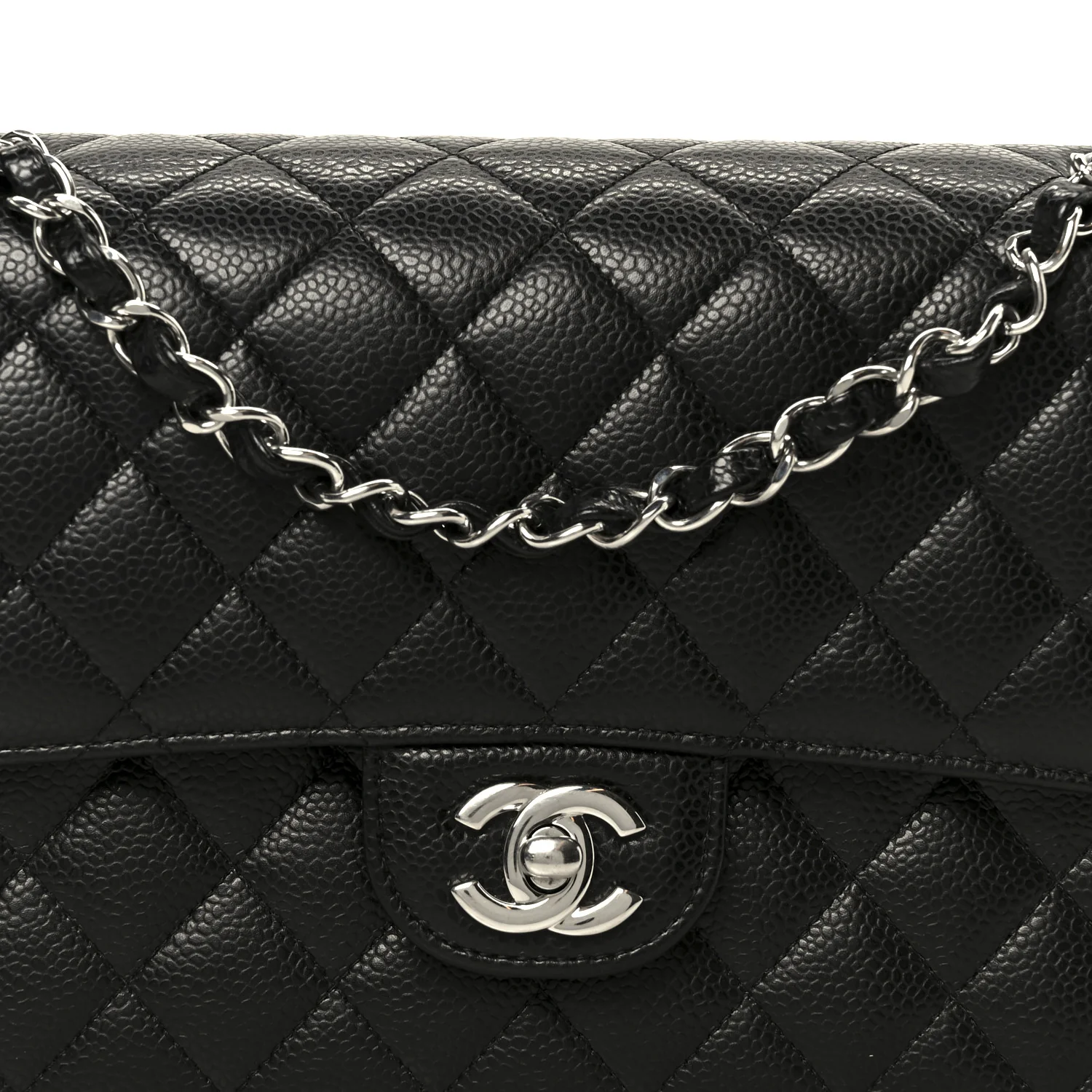 Caviar Quilted Medium Double Flap Black - Image 9