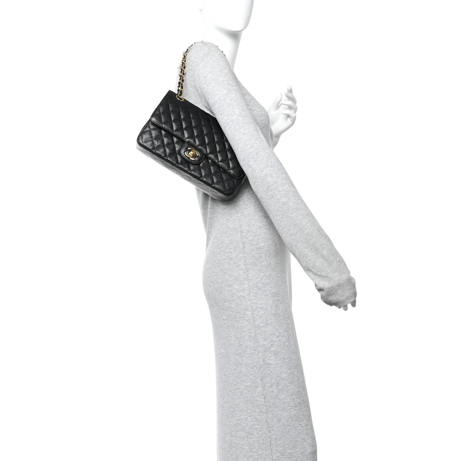 Caviar Quilted Medium Double Flap Black - Image 2