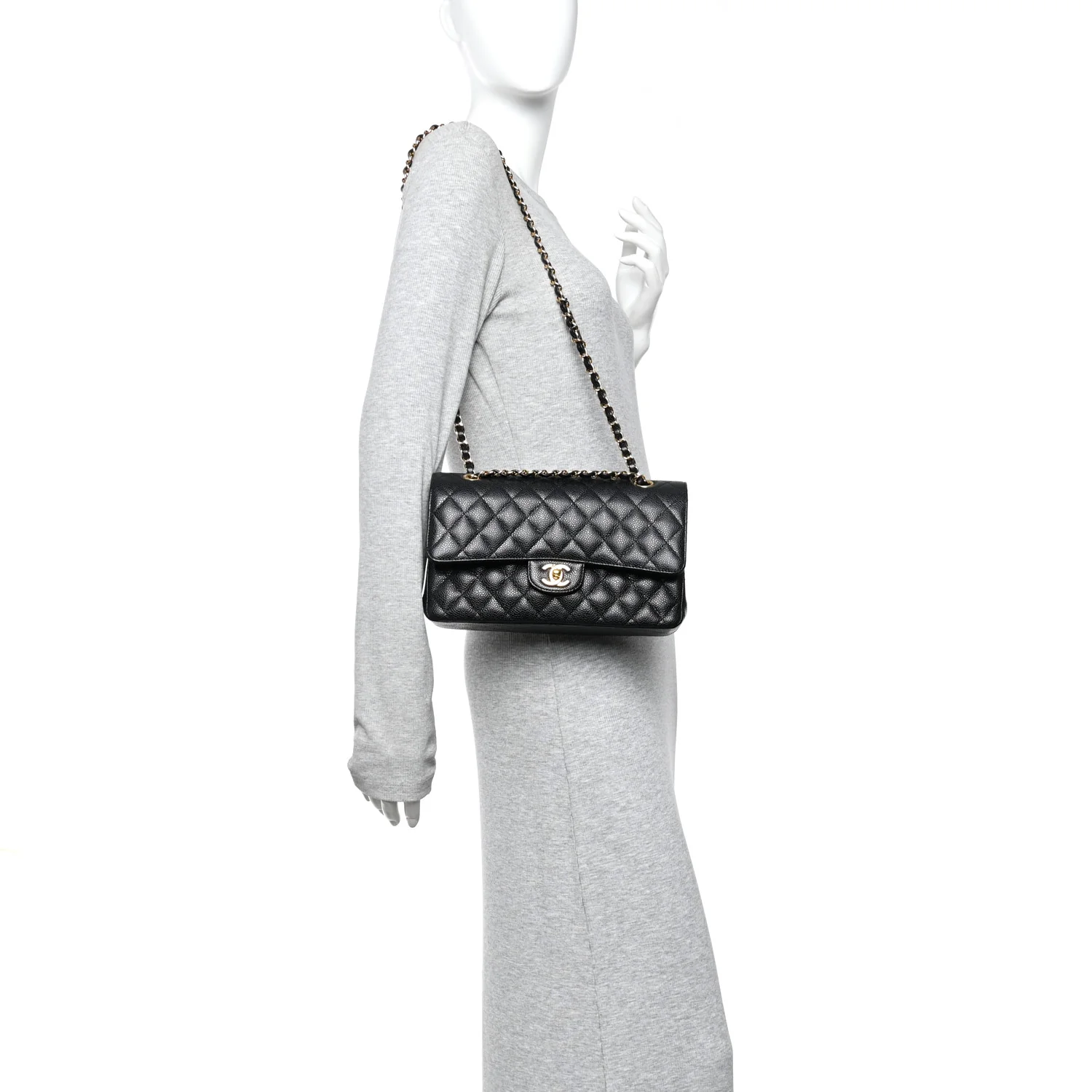 Caviar Quilted Medium Double Flap Black - Image 2