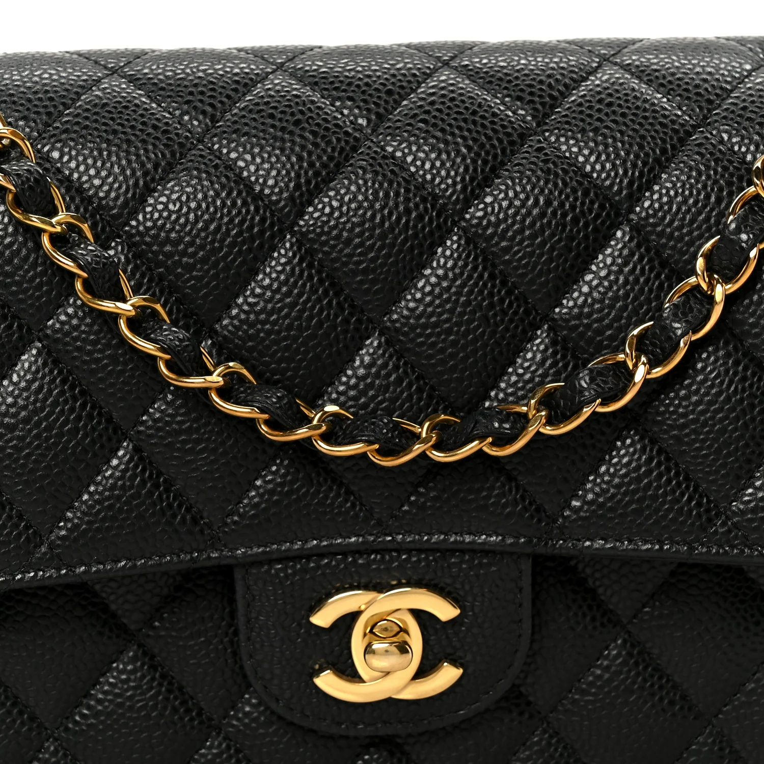 Caviar Quilted Medium Double Flap Black - Image 9