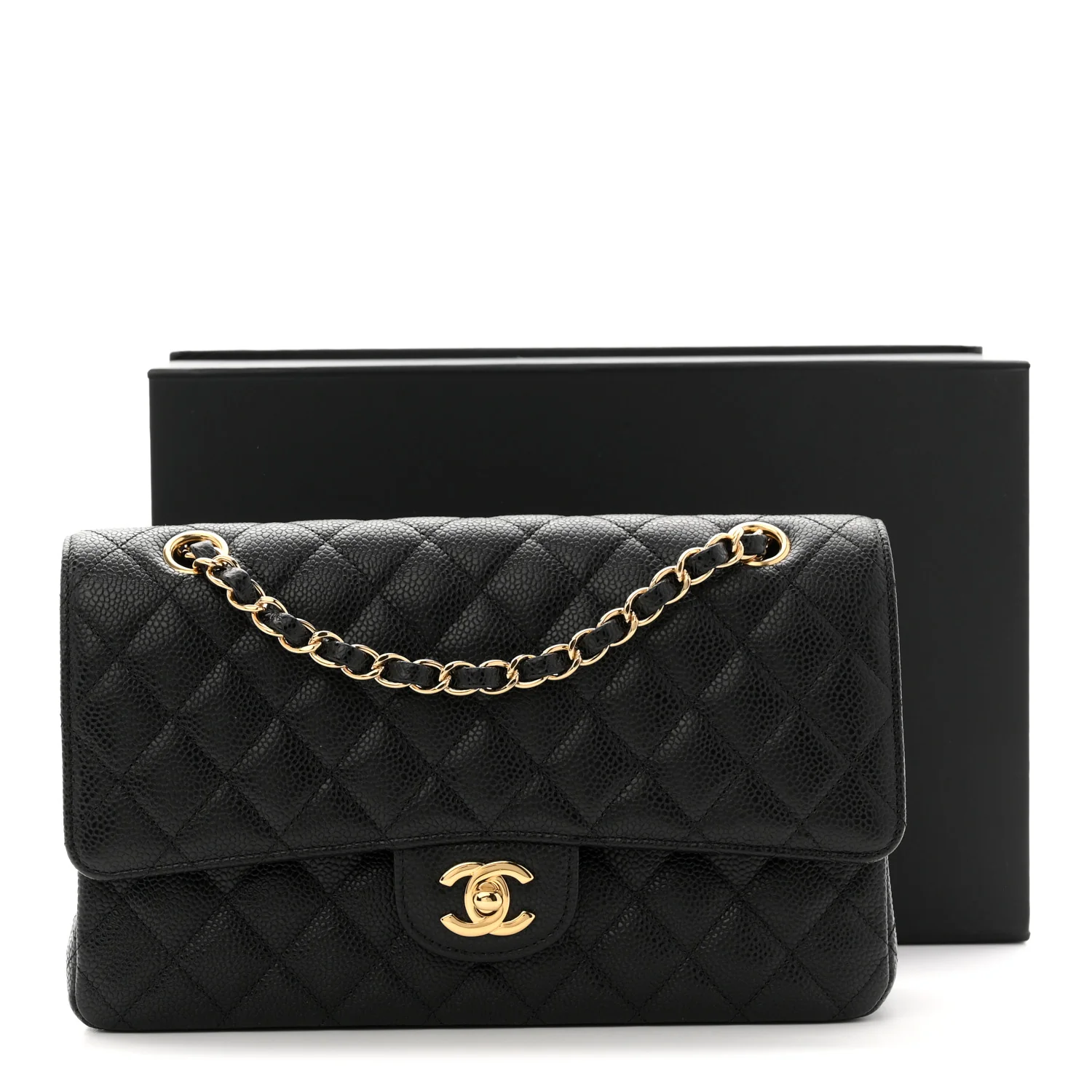 Caviar Quilted Medium Double Flap Black - Image 11