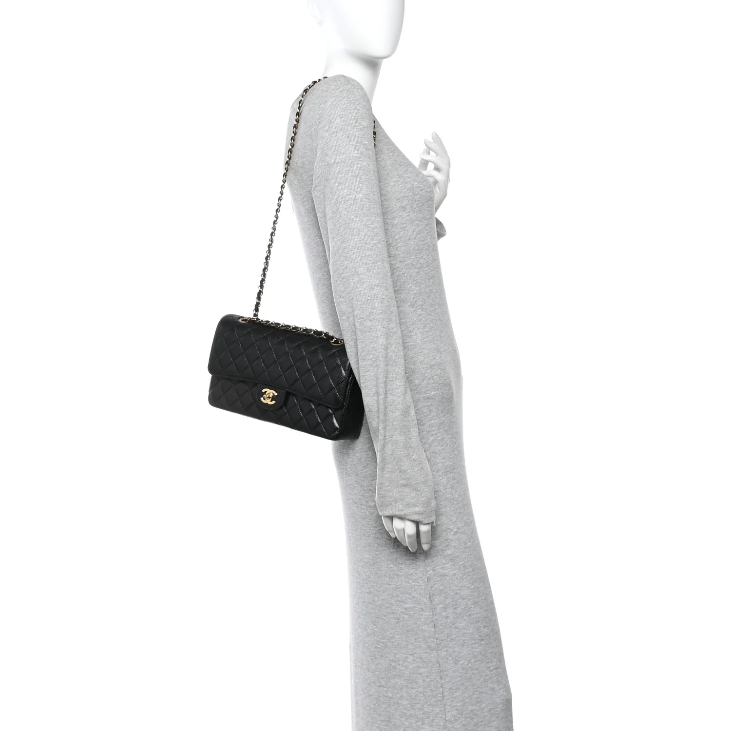 Caviar Quilted Medium Double Flap Black - Image 2