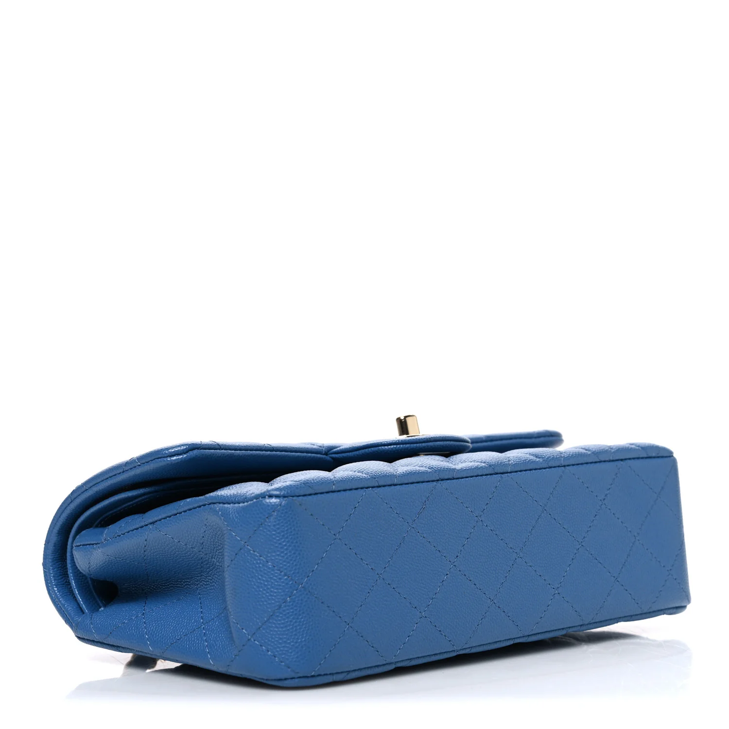 Caviar Quilted Medium Double Flap Blue - Image 3