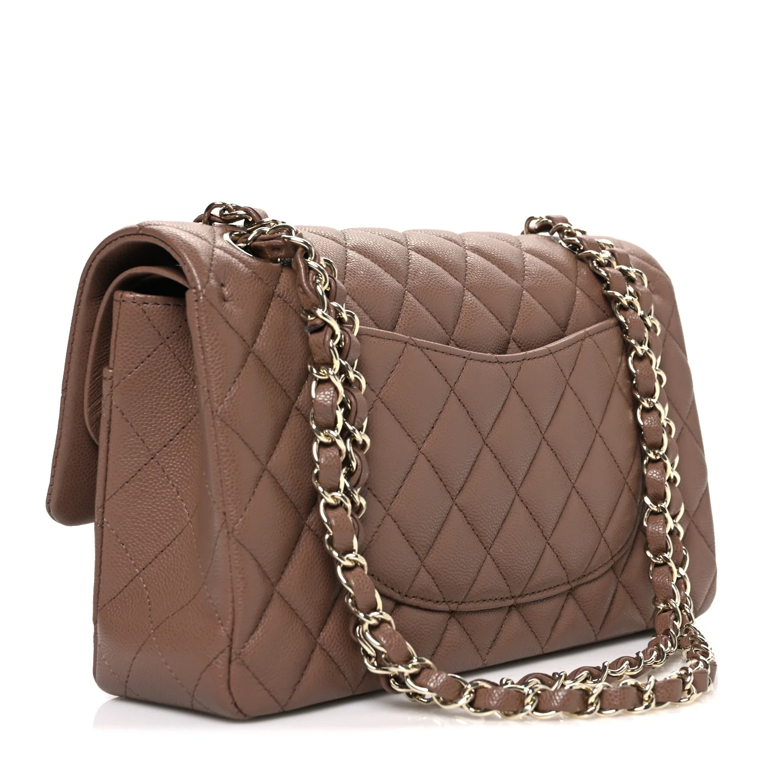 Caviar Quilted Medium Double Flap Brown - Image 3