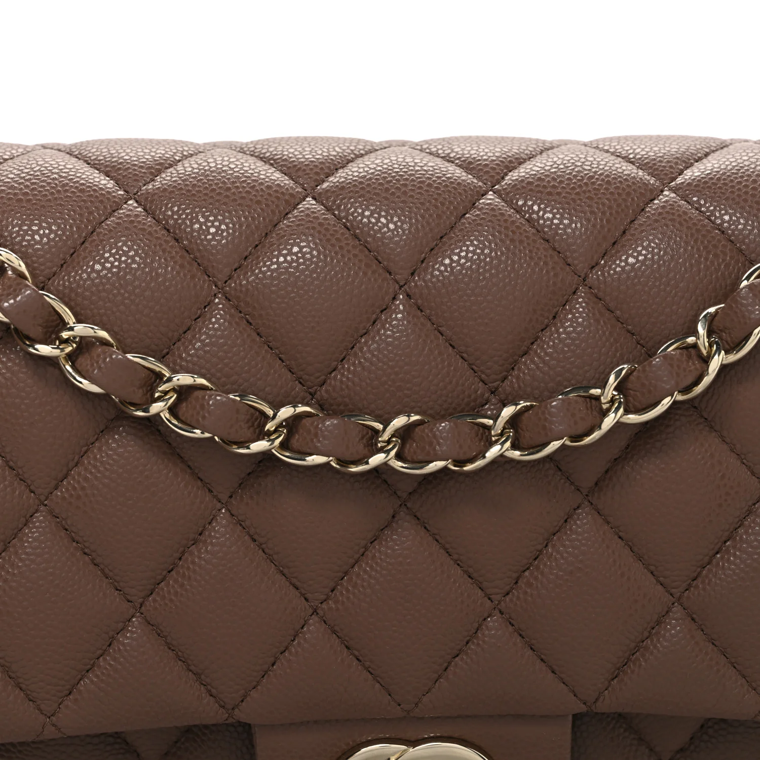 Caviar Quilted Medium Double Flap Brown - Image 8