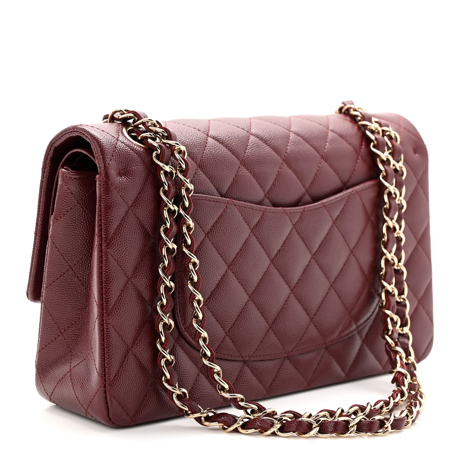 Caviar Quilted Medium Double Flap Burgundy - Image 3