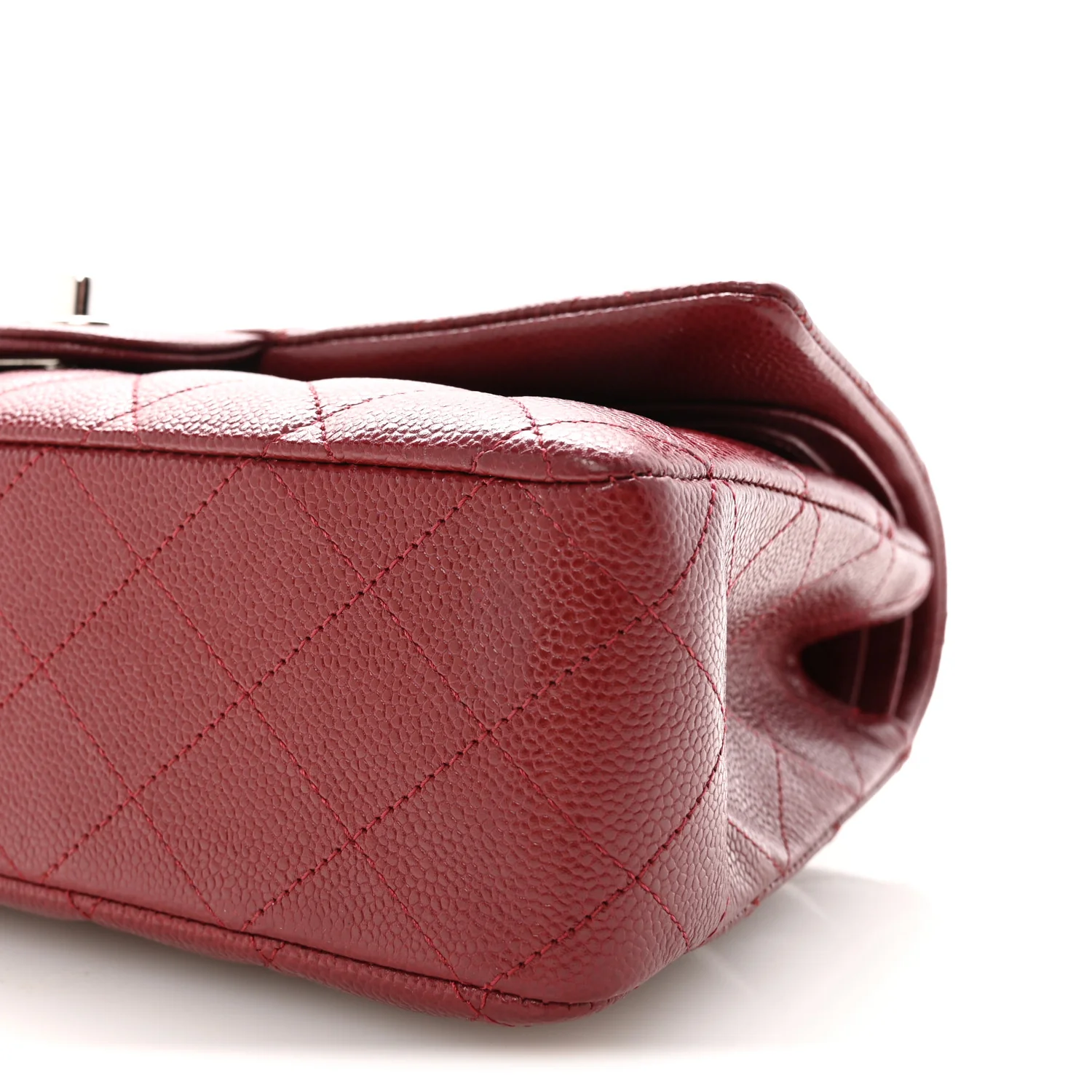Caviar Quilted Medium Double Flap Burgundy - Image 10